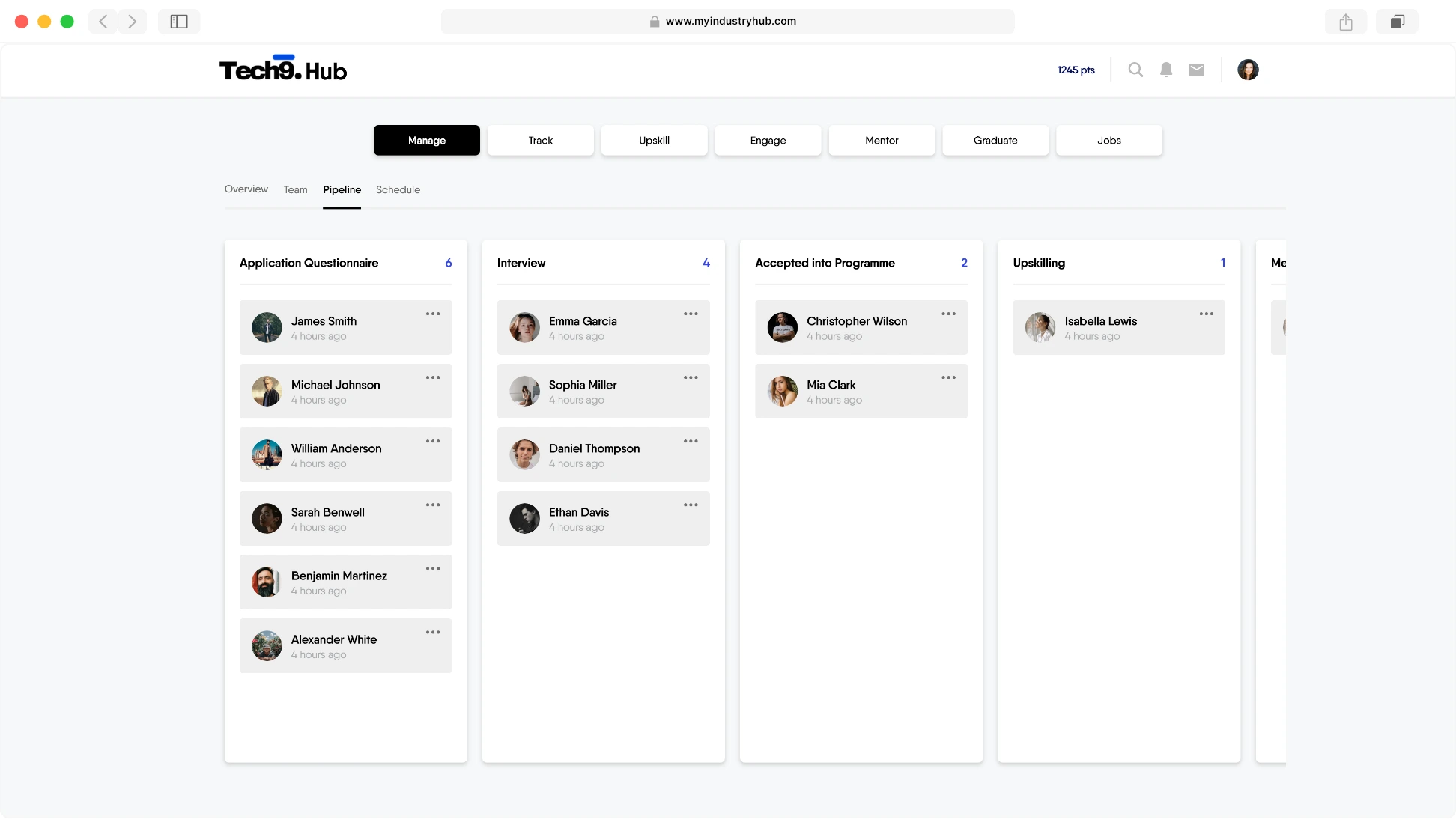 Hub participant tracking system.